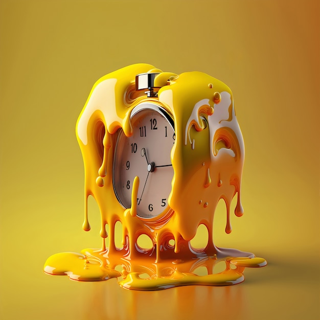3d rendering of alaarm clock melting