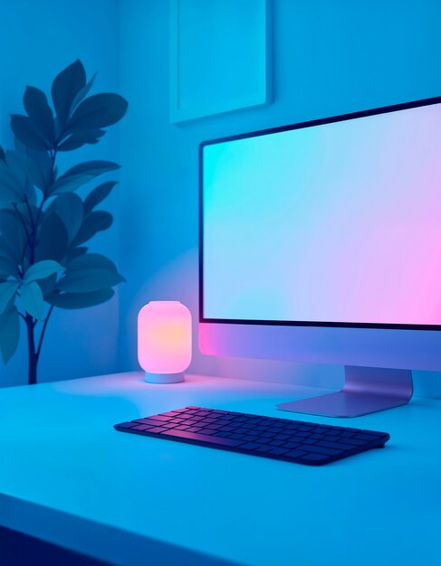3d rendering of desk computer illustration