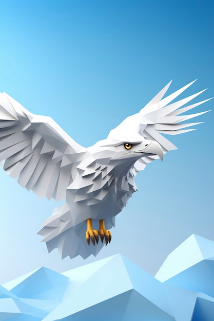 3d rendering of eagle with open wings