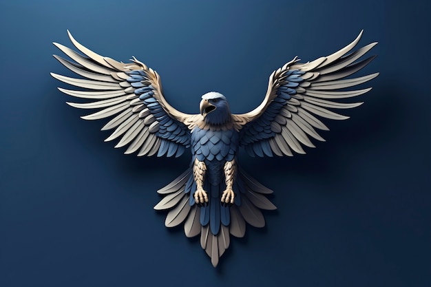 3d rendering of eagle with open wings