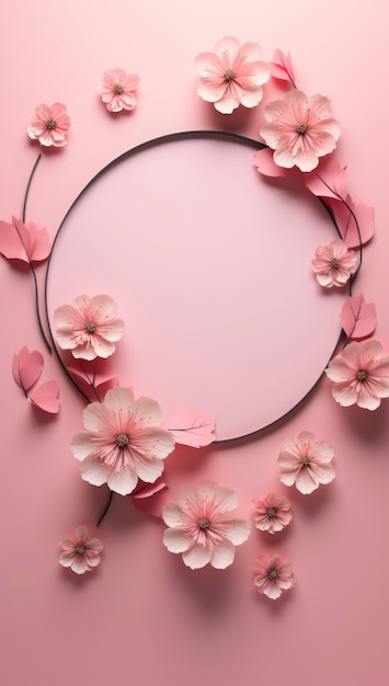 3d rendering of flowers decorated  frame