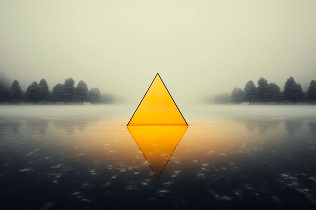 3d rendering of triangle over water