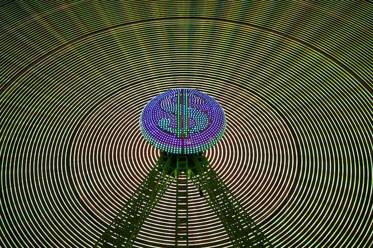 Gratis Bild abstract neon light waves of wonder wheel