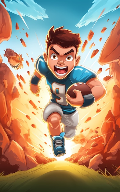 american football character with equipment