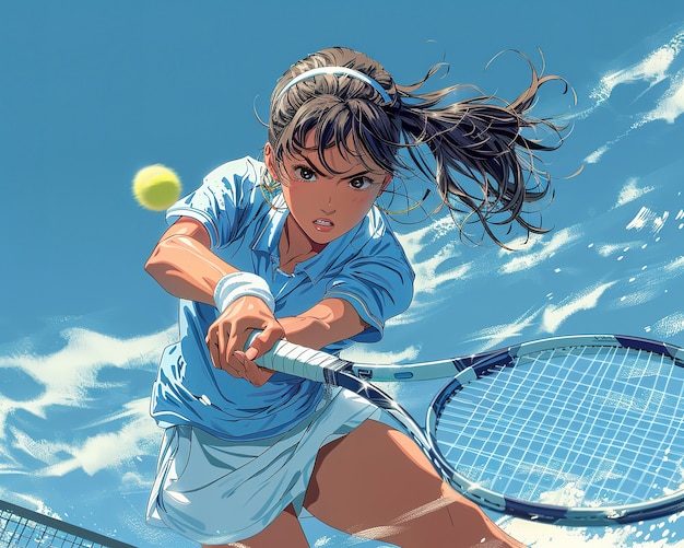 anime character playing tennis illustration
