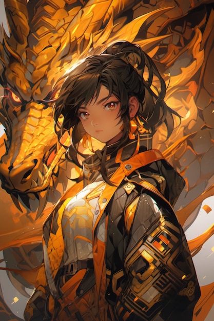 anime character with dragon illustration