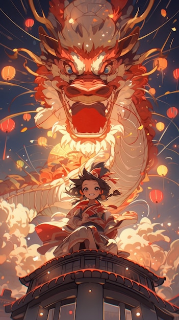 anime character with dragon illustration