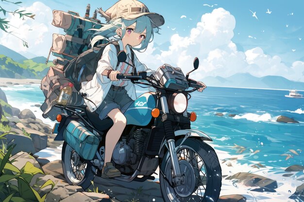 anime landscape of person traveling