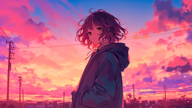 anime night sky illustration