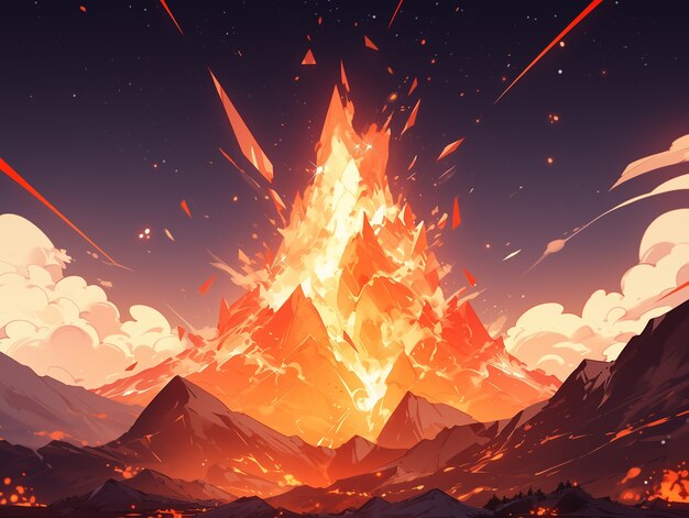 anime style mountains landscape