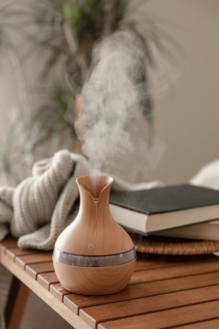 Gratis Bild aromoljediffusorlampa mot en suddig bakgrund i rummets interiör