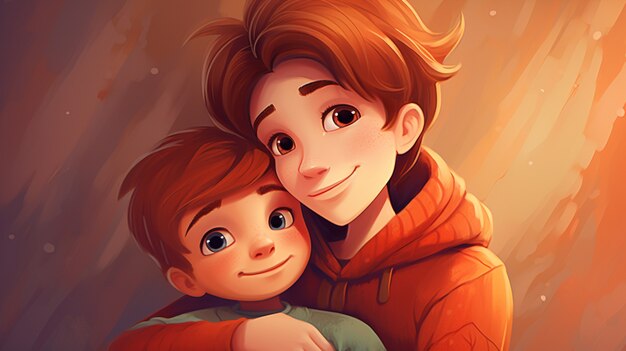 cartoon style hugging day celebration