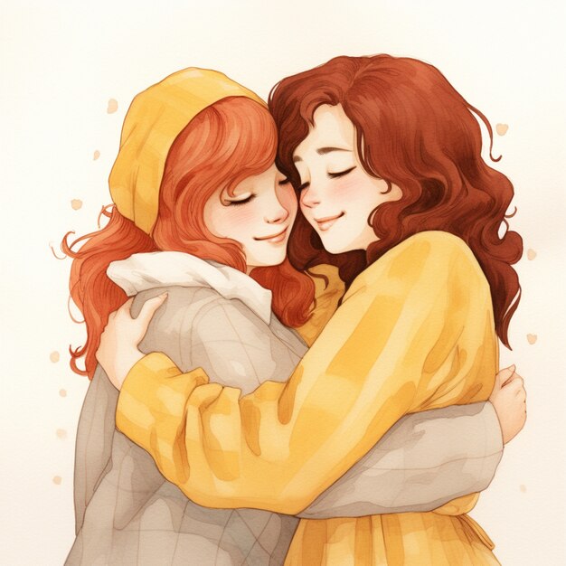 cartoon style hugging day celebration