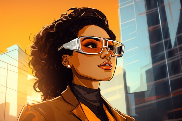 cartoon woman wearing glasses