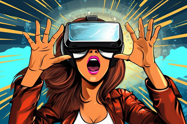 cartoon woman wearing vr glasses