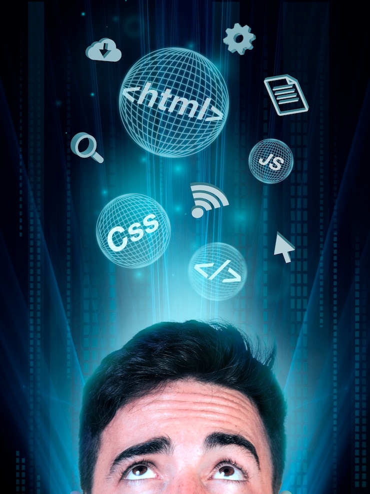 Gratis Bild collage med programmeringsbakgrund