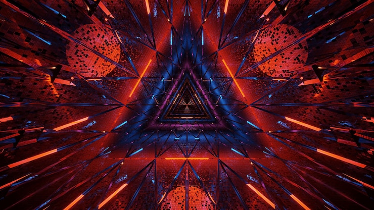 Gratis Bild cosmic background of black-blue and red laser lights - perfect for a digital wallpaper