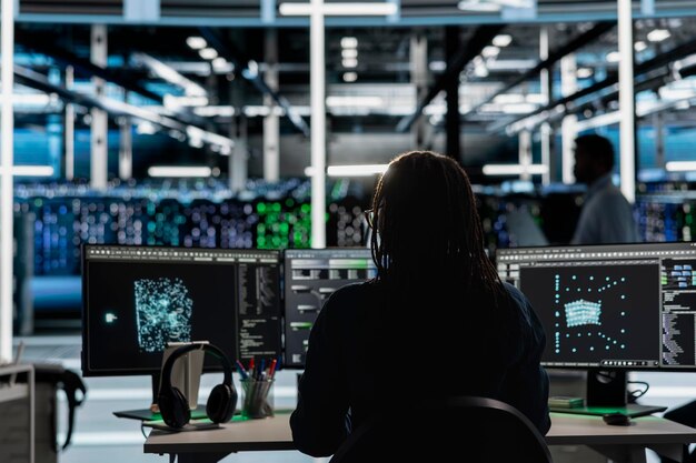 Data center developer using AI visualization tools to identify errors
