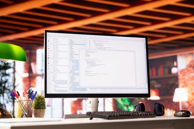 Debugging software programming language displayed on computer display