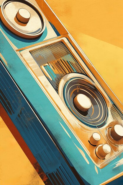 Digital konststil illustration av retro radioenhet