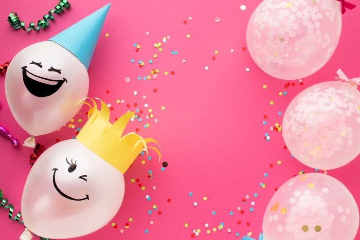 Gratis Bild flat lay frame with cute balloons and conffeti