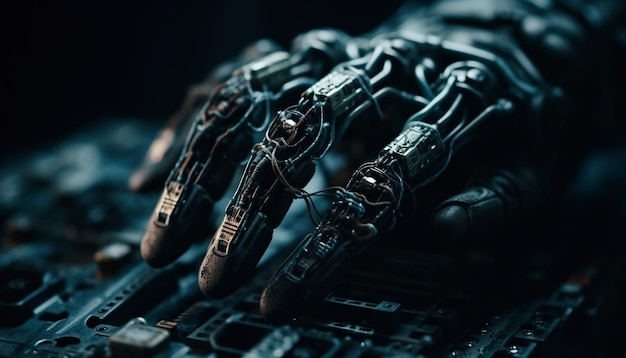 futuristic robotic arm working on complex machinery generated by ai