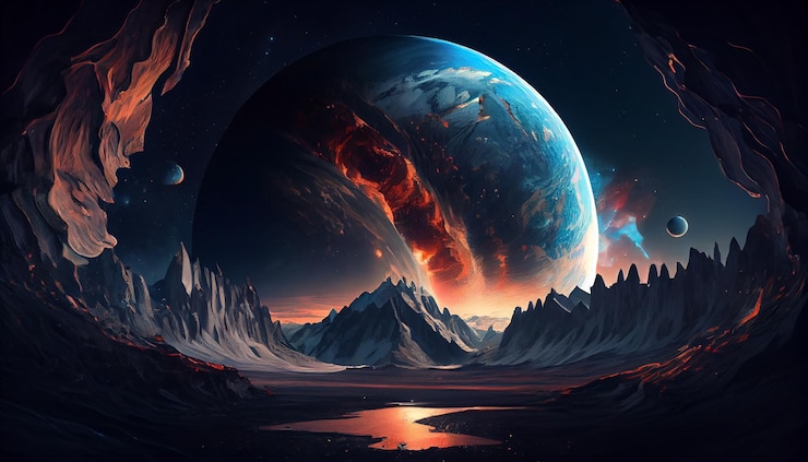 Gratis Bild galactic night sky astronomy and science combined generative ai