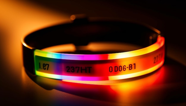 Glowing circle of multi colored data reflects success generated by AI
