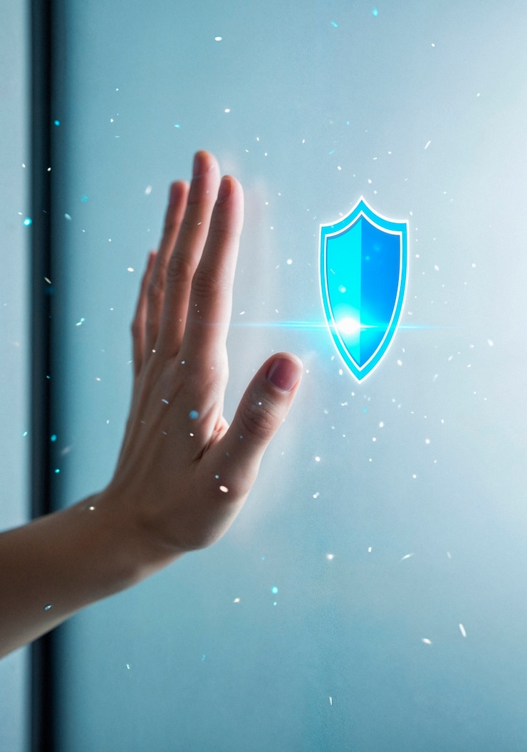 Gratis Foto hand protecting digital security
