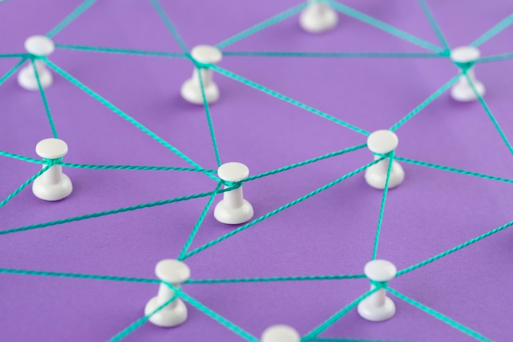 Gratis Bild high angle network concept with thread