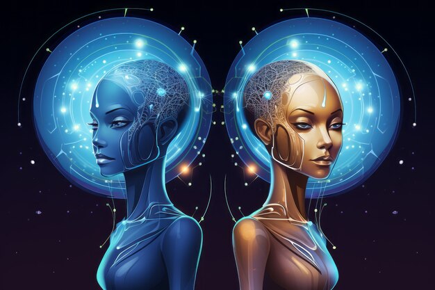 illustrated rendering of twin avatar