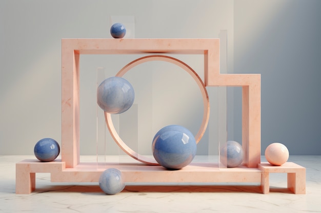 Kunstnerisk kreation lavet af geometriske 3D-former