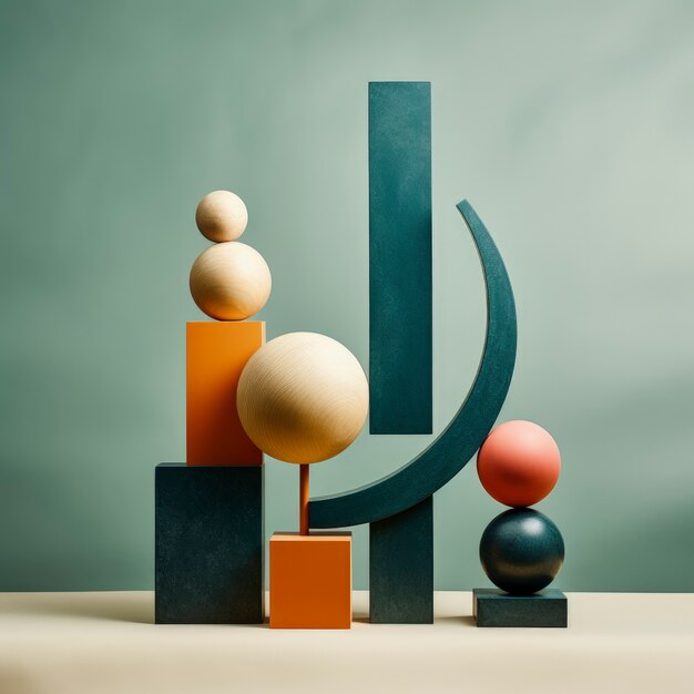 Kunstnerisk kreation lavet af geometriske 3D-former