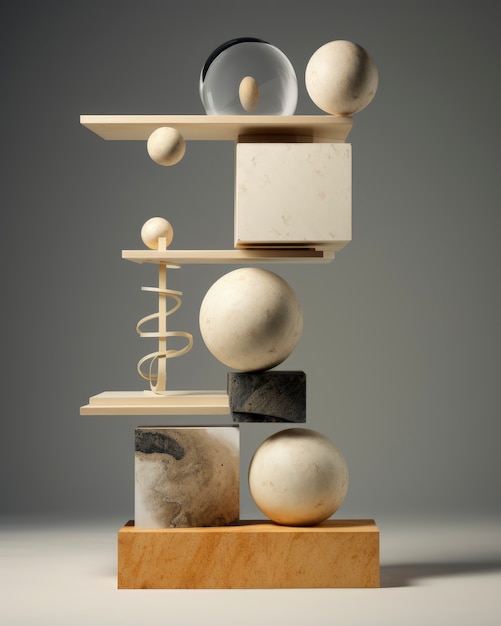 Kunstnerisk kreation lavet af geometriske 3D-former