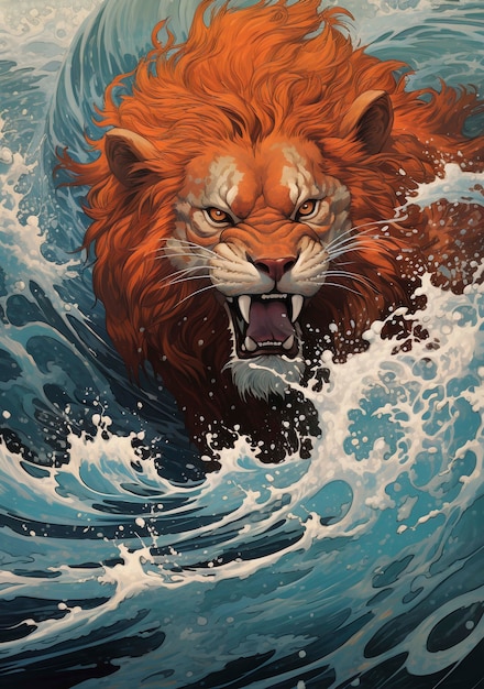 lions digital art style