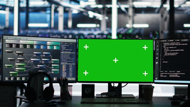 mockup computers in data center facility manage supercomputers hardware