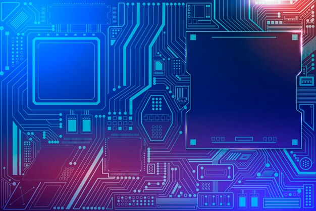 motherboard circuit technology background in gradient blue