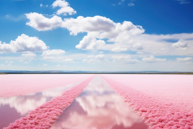 pink nature landscape with vegetation
