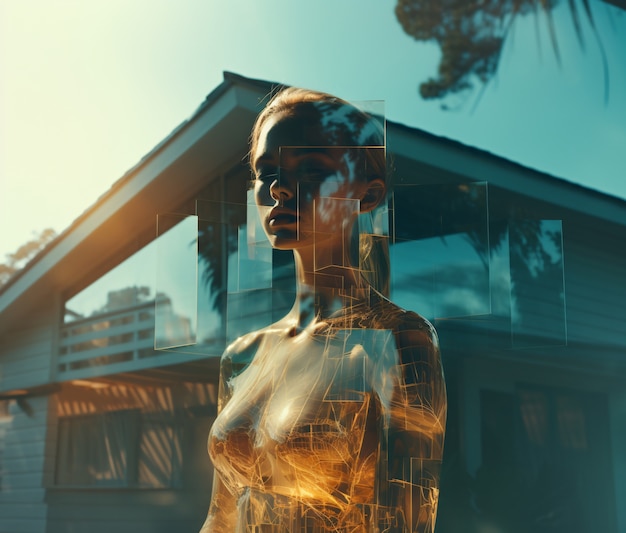 portrait of adult woman in digital art style
