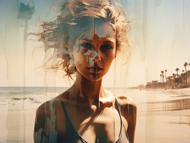 portrait of adult woman in digital art style