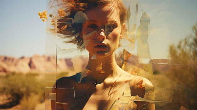 portrait of adult woman in digital art style