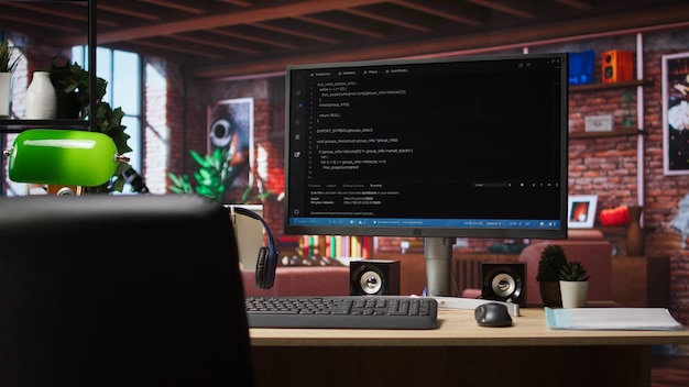 Programming language code editor software UI on computer display