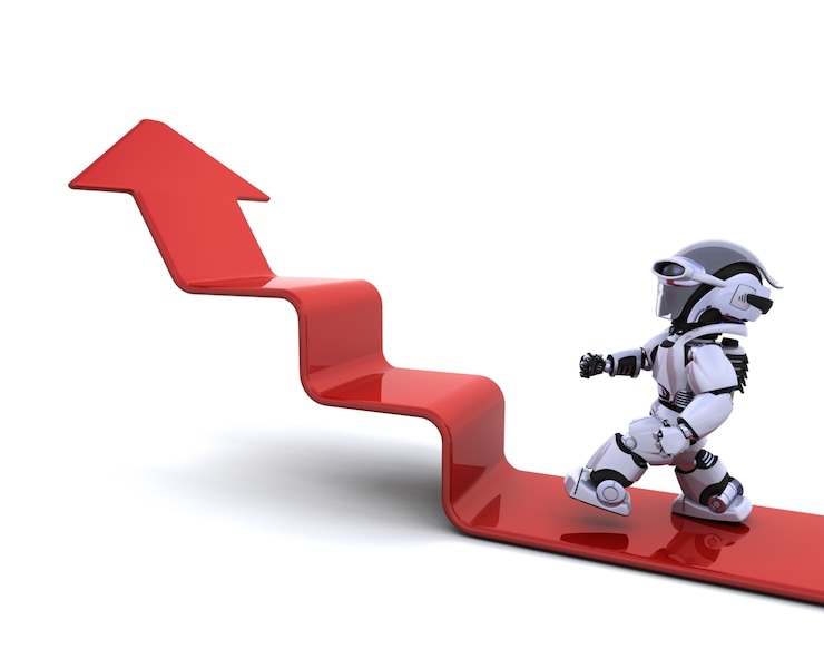 Gratis Bild robot climbing an arrow graph