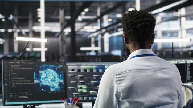 Server hub programmer using AI machine learning node tree software