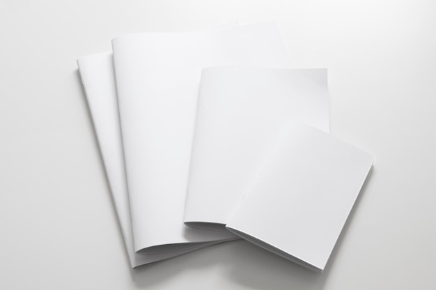 three blank booklets