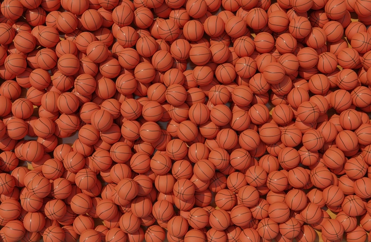 Gratis Bild top view of composition with basketballs
