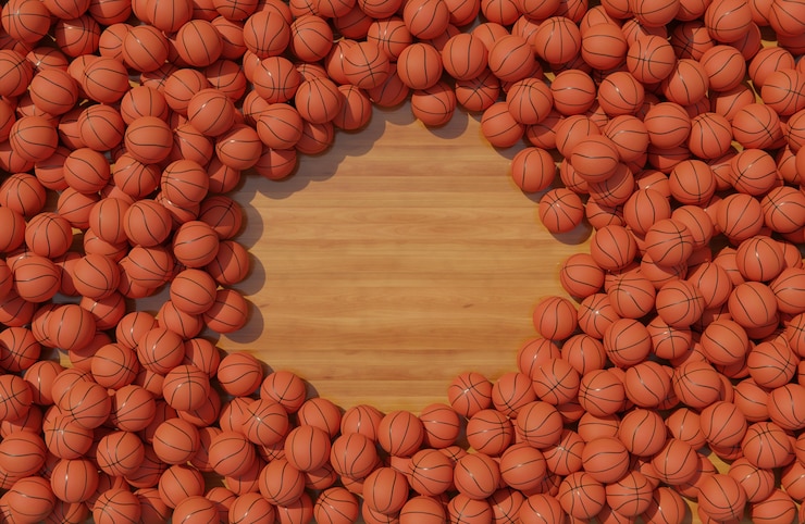 Gratis Bild top view of composition with basketballs