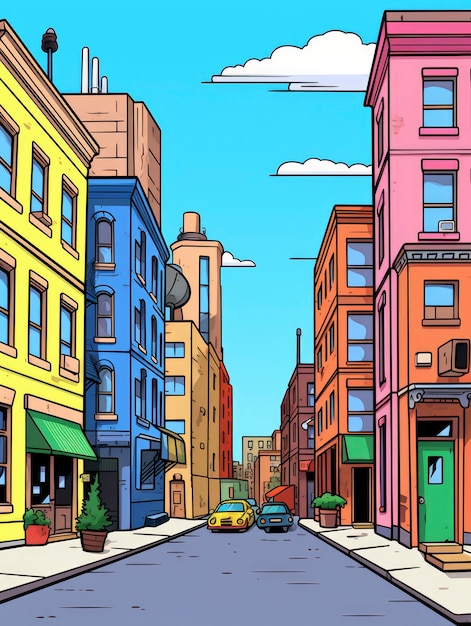Visning af bygning med arkitektur i cartoon-stil