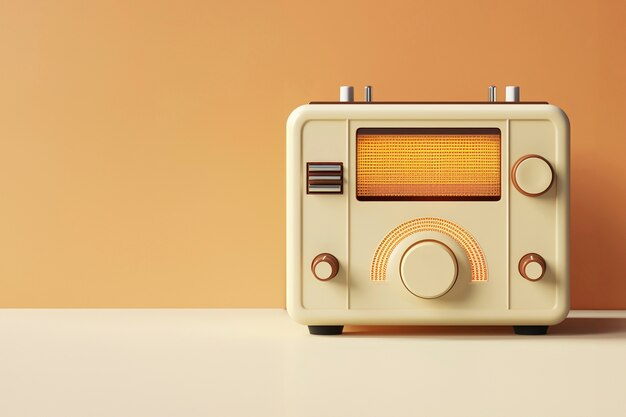 Visning af vintage radioenhed i nøddeskalsfarver
