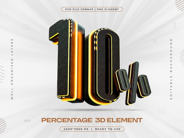 10 prosent rabatt isolert 3D-rendering illustrasjon